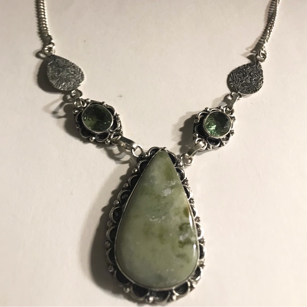 Moss Opal Peridot 925 Sterling Silver Necklace